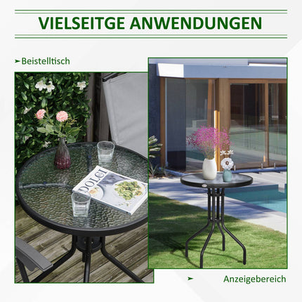 Runder Gartentisch aus Metall und Glas – Ø60 x H70 cm