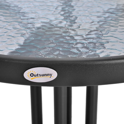 Runder Gartentisch aus Metall und Glas – Ø60 x H70 cm