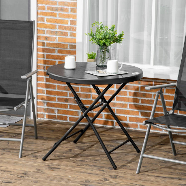 Round folding garden dining table, 80 cm, dark grey