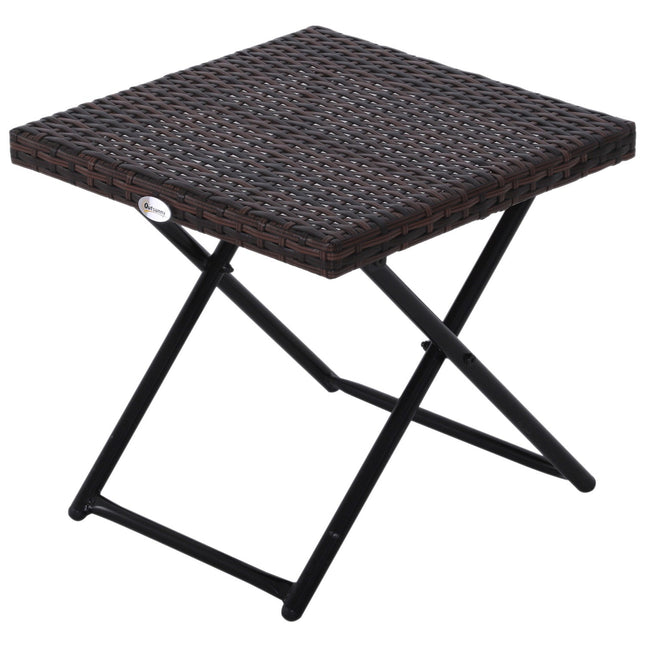 Table De Jardin Table D'Appoint Support De Fleurs Mobilier De Jardin Table Pliante Polyrotin + Métal Marron 40 X 40 X 40 Cm