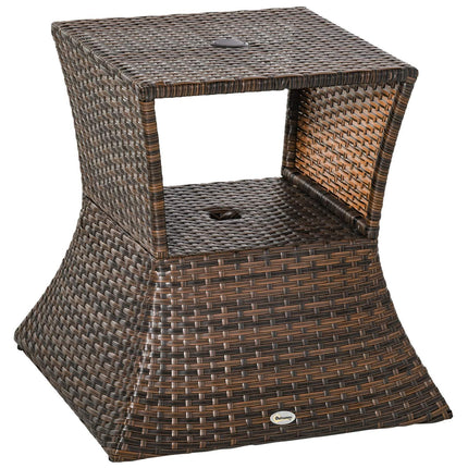 Table De Jardin Table D'Appoint Pied De Parasol Salon De Jardin Terrasse Polyrotin Marron 54 X 54 X 55 Cm
