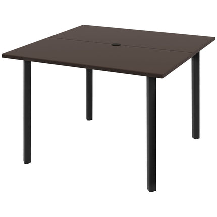 Quadratischer Gartentisch mit Schirmloch, Stahl, braun, für 4 Personen