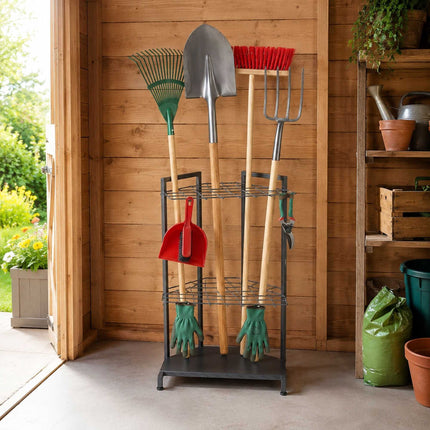 Porte-outils de jardin en acier, capacité de 34 outils, anthracite