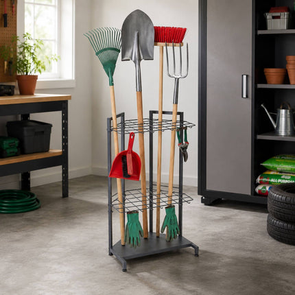 Porte-outils de jardin en acier, capacité de 34 outils, anthracite