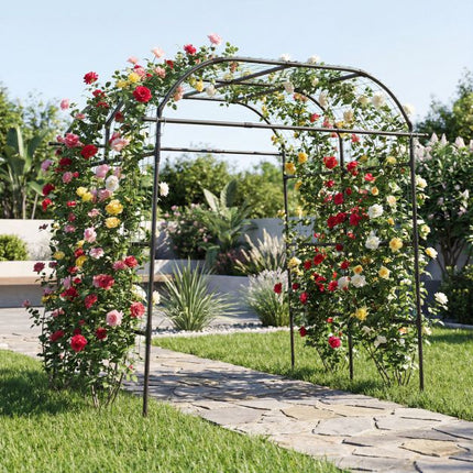 Arche de treillis de jardin, en métal revêtu de PE en forme de U, noire