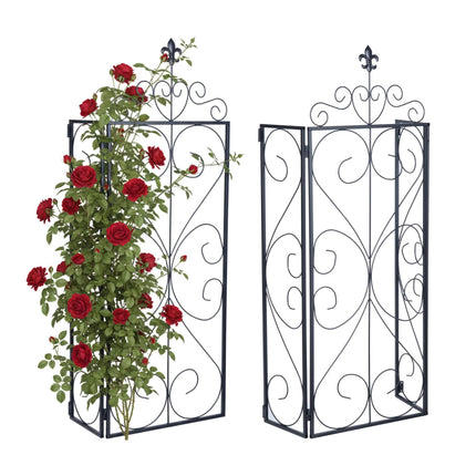 Ensemble de 2 treillis de jardin, support de grimpe articulé en métal