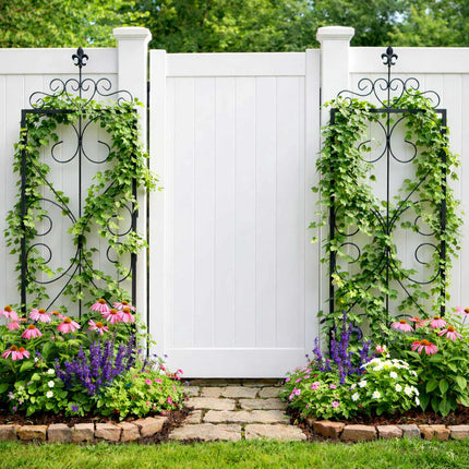 Ensemble de 2 treillis de jardin, support de grimpe articulé en métal