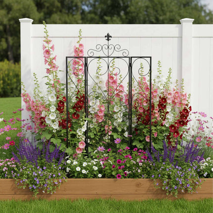 Ensemble de 2 treillis de jardin, support de grimpe articulé en métal