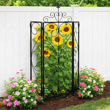 Ensemble de 2 treillis de jardin, support de grimpe articulé en métal