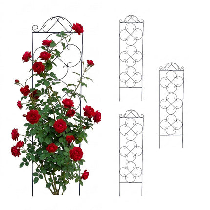 Ensemble de 4 treillis de jardin, support métallique pour plantes grimpantes