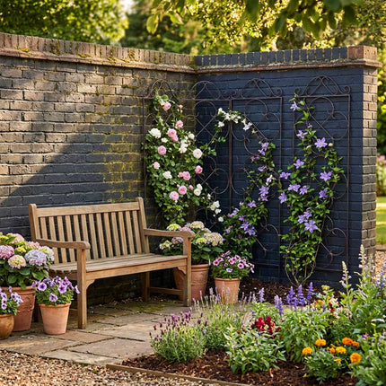 Ensemble de 4 treillis de jardin, support métallique pour plantes grimpantes