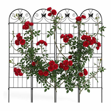 Ensemble de 4 treillis de jardin, en métal thermolaqué pour plantes grimpantes