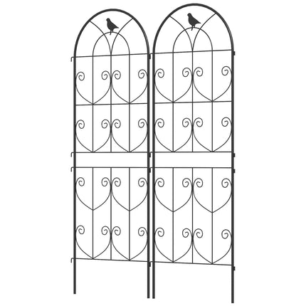 Treillis de jardin à motif d'oiseaux, en métal, 50 x 150 cm, lot de 2