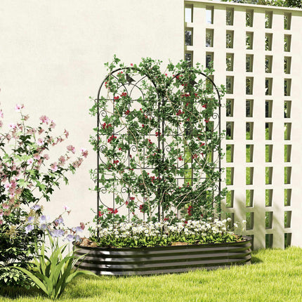 Treillis de jardin à motif d'oiseaux, en métal, 50 x 150 cm, lot de 2