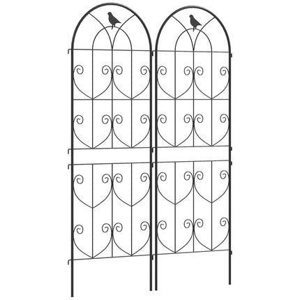 Treillis de jardin à motif d'oiseaux, en métal, 50 x 150 cm, lot de 2