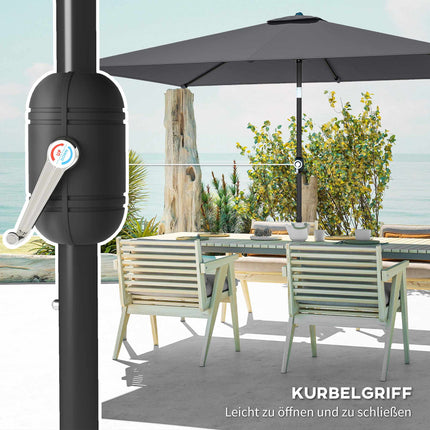 Parasol de jardin, inclinaison réglable, 300 x 200 cm, gris foncé