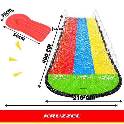 Garden Water Slide with Fountain 480 cm, Triple Lane, 3 Inflatable Boards