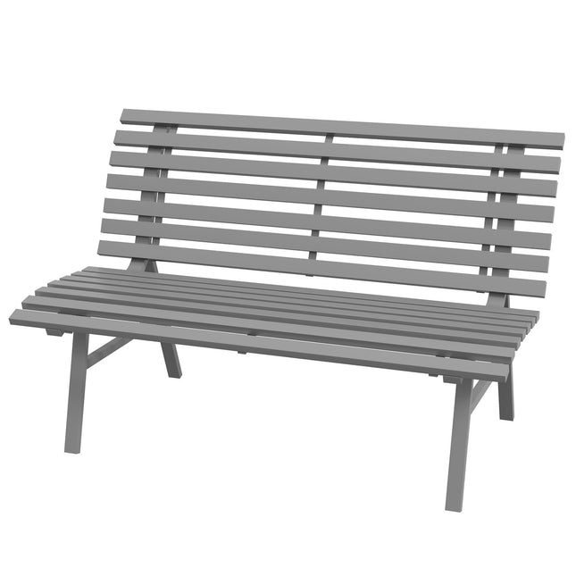 Banc de jardin Banc de parc 2 places avec dossier en aluminium 123x67x79cm gris pour jardin terrasse balcon