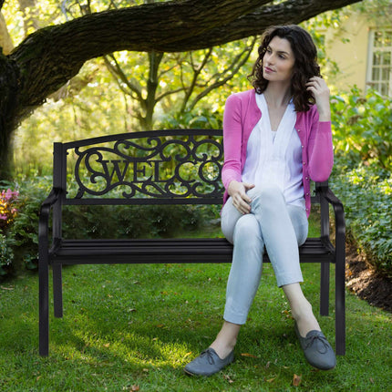 Banc de jardin Welcome en métal