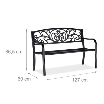 Banc de jardin décoratif en métal