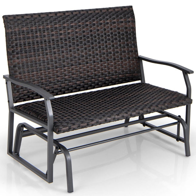 Gartenbank Polyrattan Schaukelbank mit sanfter Gleitbewegung Terrassenbank für Balkon Braun