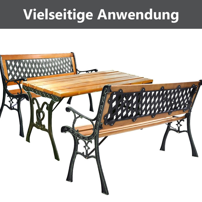 Banc de jardin avec structure en fonte pour extérieur 125 x 52 x 73 cm Noir + Naturel