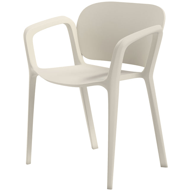 Ensemble de 4 chaises de jardin résistantes aux intempéries en plastique, chaise empilable avec accoudoirs et dossier pouvant supporter jusqu'à 120 kg