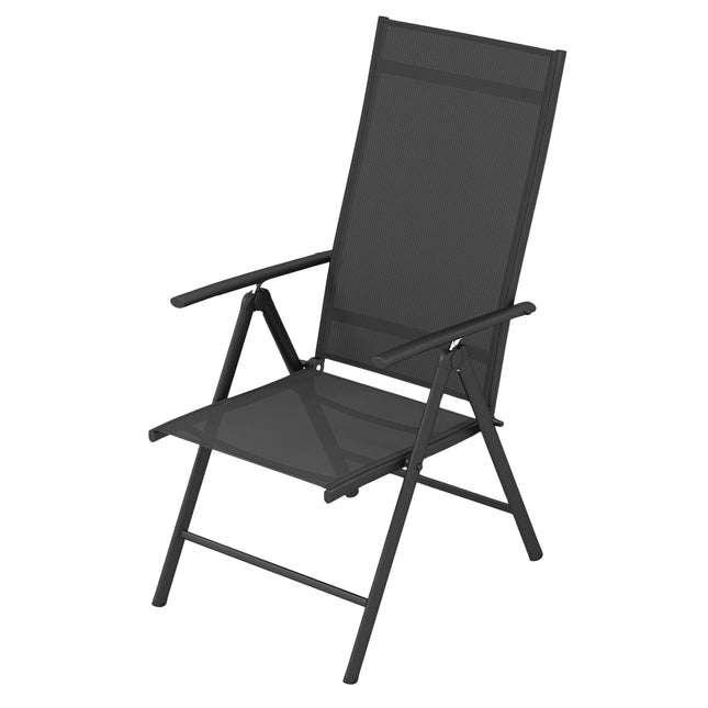 Chaises de jardin avec dossier réglable en 7 directions, chaises pliantes, capacité de charge jusqu'à 180 kg, noir, 1 pièce