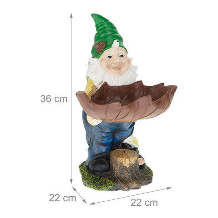 Gartenzwerg mit Vogelbad