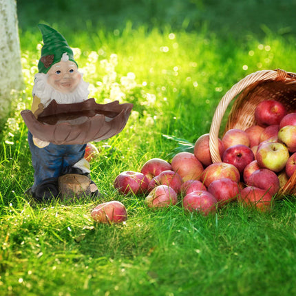 Gartenzwerg mit Vogelbad