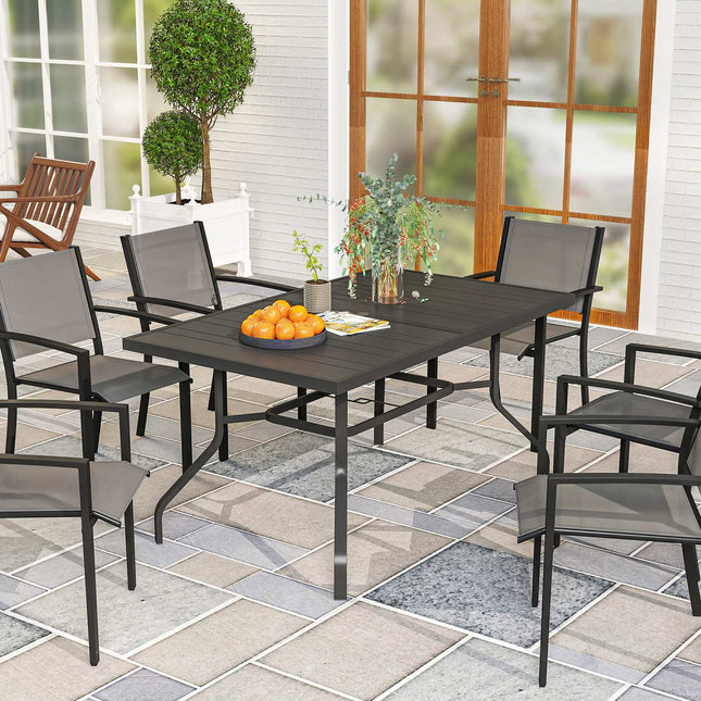 Rechteckiger Outdoor-Esstisch aus Stahl, wetterfest, 152x90 cm