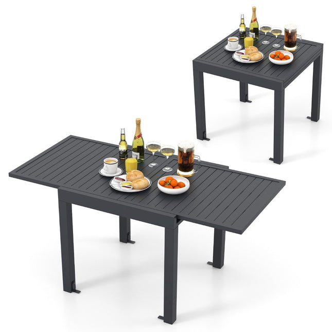 Table de jardin aluminium extensible 80/160 x 80cm table à manger résistante aux intempéries gris foncé