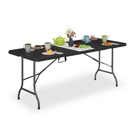 Table de jardin aspect rotin noir