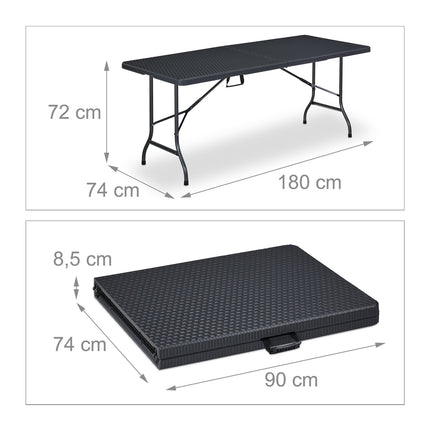 Table de jardin aspect rotin noir