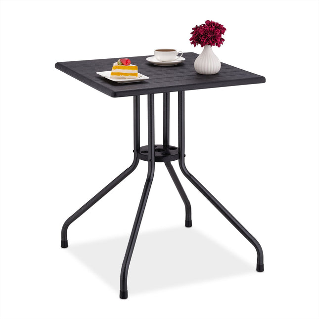 Table de jardin aspect bois noir