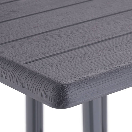 Table de jardin aspect bois gris