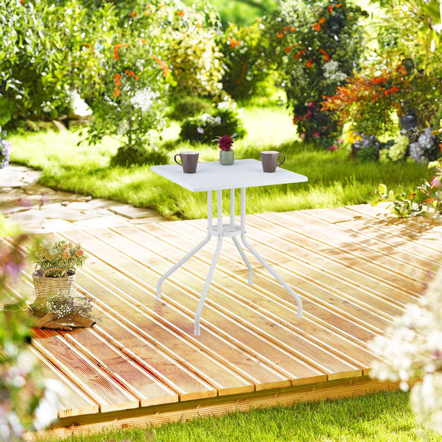 Table de jardin aspect rotin blanc