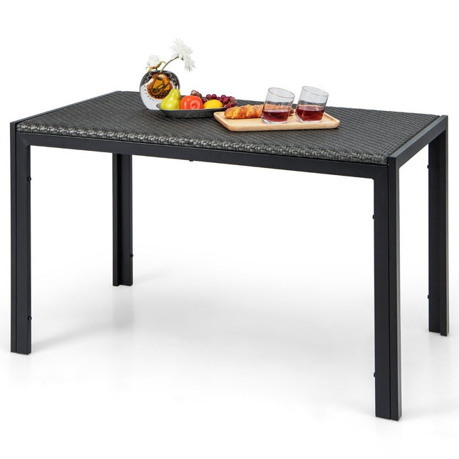 Table de jardin table à manger en rotin pour 4-6 personnes table de terrasse rectangulaire 120 x 71 x 72 cm marron mélangé