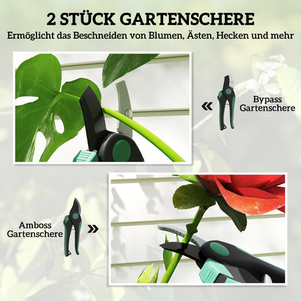 Ensemble d'outils de jardin 2 pièces outils de jardin en métal outils de jardin avec sécateurs de jardin vert + noir
