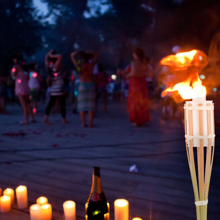 Lot de 10 torches de jardin en bambou