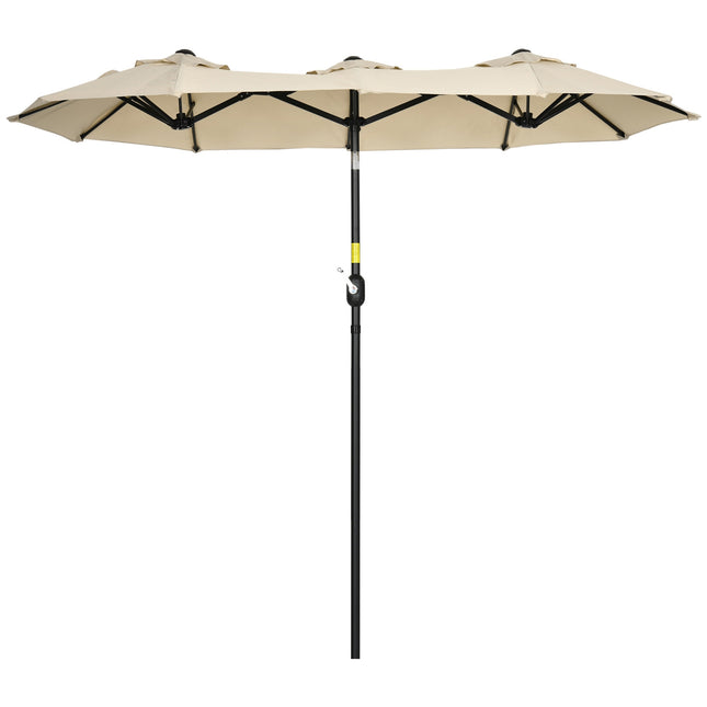 Parasol de jardin 285x147cm Parasol de marché avec angle d'inclinaison double parasol avec toit anti-vent pour terrasse et jardin kaki