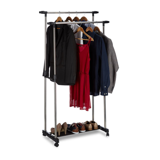 Portant à vêtements avec 2 rails sur roulettes
