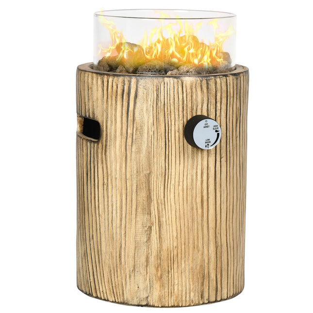 Tragbare Gas-Feuerschale, Holzoptik, 10.000 BTU, Ø 21,5 cm