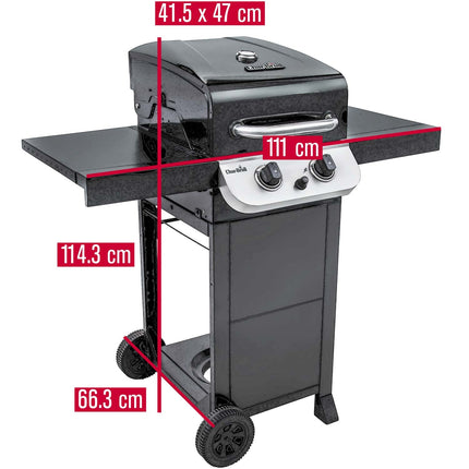 Gasgrill mit 2 Brennern, Gusseisenrosten, Thermometer