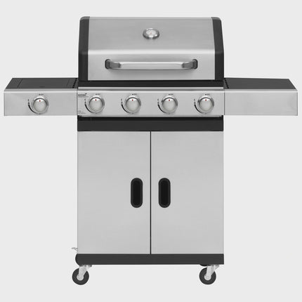 Gasgrill mit 4 Brennern und Seitenbrenner, 63x38 cm Grillfläche