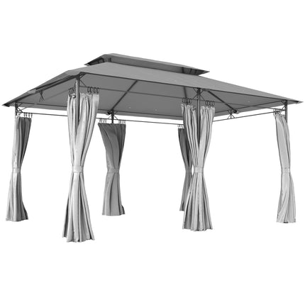 Gazebo 3x4 m avec rideaux, double toit, structure métallique