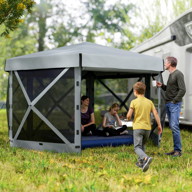 Sechseckiger Pop-Up Pavillon, 3,6x3m, UV30+ wasserdichtes Zelt