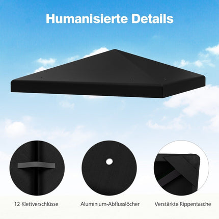 Auvent de remplacement pour tonnelle, 300 x 300 cm, noir, imperméable