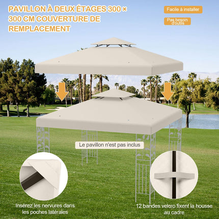 Pavillon Ersatzdach 3x3m, zweistufig, Beige