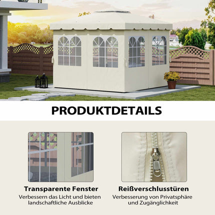 Panneaux latéraux pour tonnelle, lot de 4, 3 x 3 m, crème, résistants aux UV et à l'eau